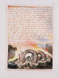 Aantal apen, bavianen.., illustratie en tekst uit The Marriage of Heaven and Hell, ca. 1790-3